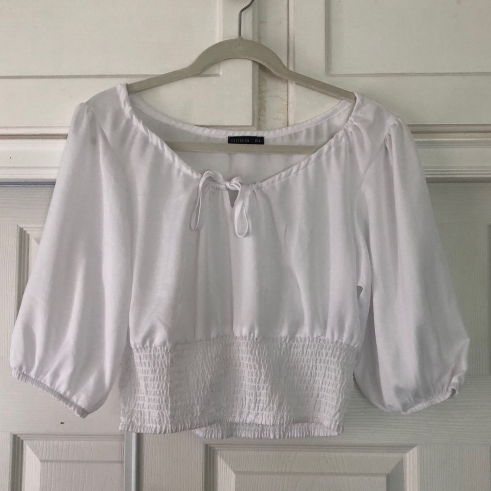 White Peasant Sleeve Top
